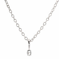 18K White Gold Oval Diamond Pendant Necklace
