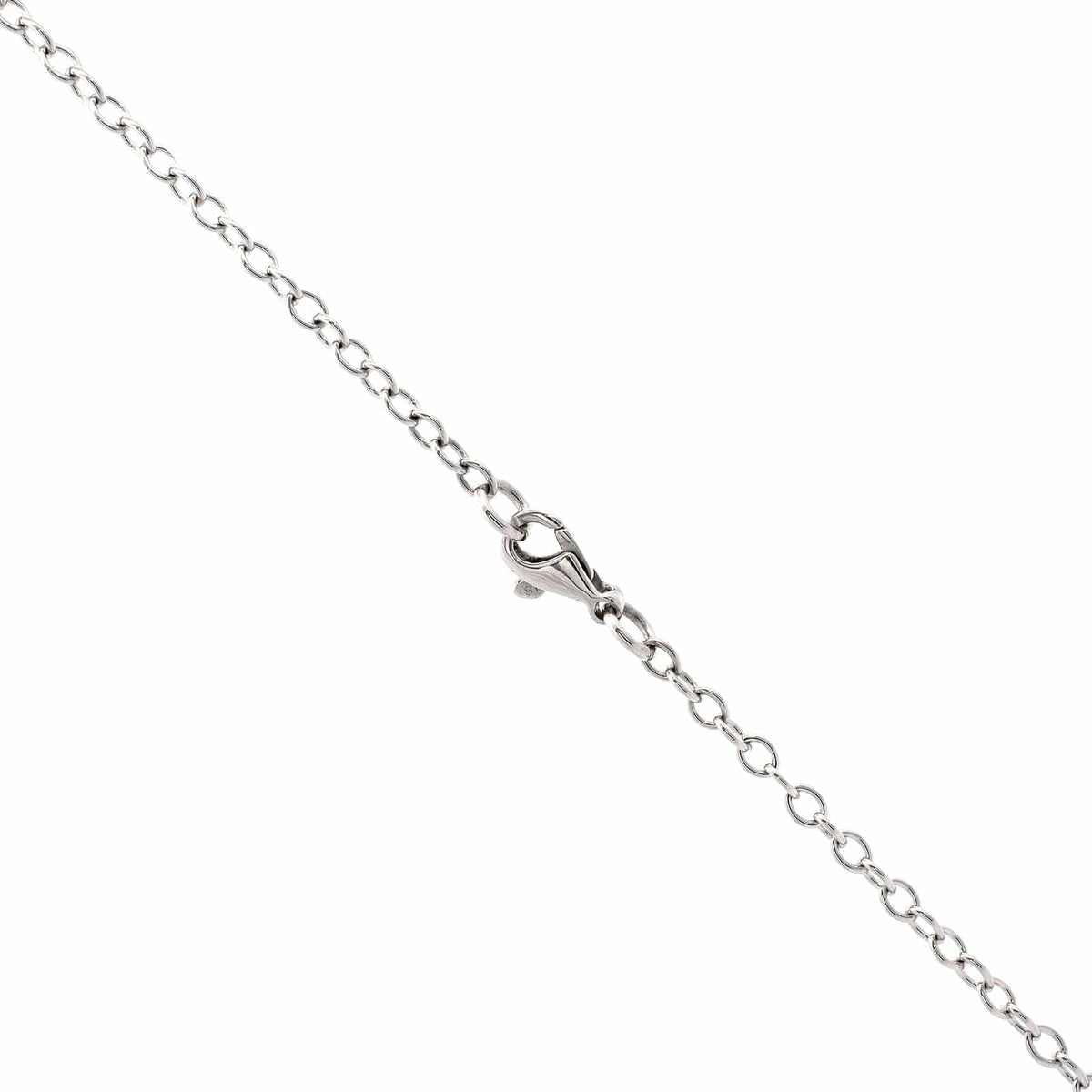 18K White Gold Oval Diamond Pendant Necklace
