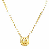 18K Yellow Gold Princess Cut Diamond Pendant Necklace