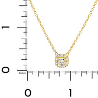 18K Yellow Gold Princess Cut Diamond Pendant Necklace
