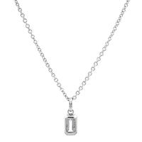 18K White Gold Emerald Cut Diamond Pendant Necklace