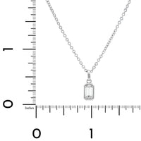 18K White Gold Emerald Cut Diamond Pendant Necklace