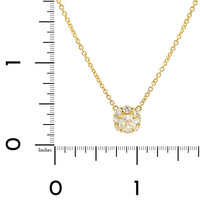 18K Yellow Gold Cushion Cut Diamond Pendant Necklace