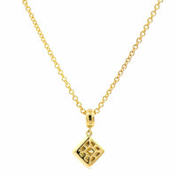 18K Yellow Gold Princess Cut Diamond Pendant Necklace
