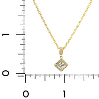 18K Yellow Gold Princess Cut Diamond Pendant Necklace