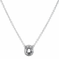 18K White Gold Oval Diamond Pendant Necklace