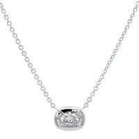 18K White Gold Oval Diamond Pendant Necklace
