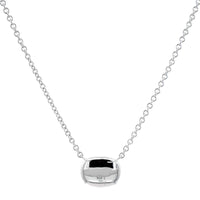 18K White Gold Oval Diamond Pendant Necklace