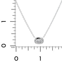 18K White Gold Oval Diamond Pendant Necklace