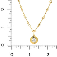 18K Yellow Gold Bezel Set Round Diamond Pendant Necklace