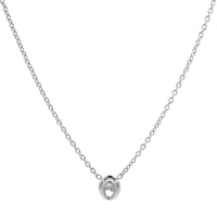 18K White Gold Bezel Set Oval Diamond Pendant Necklace