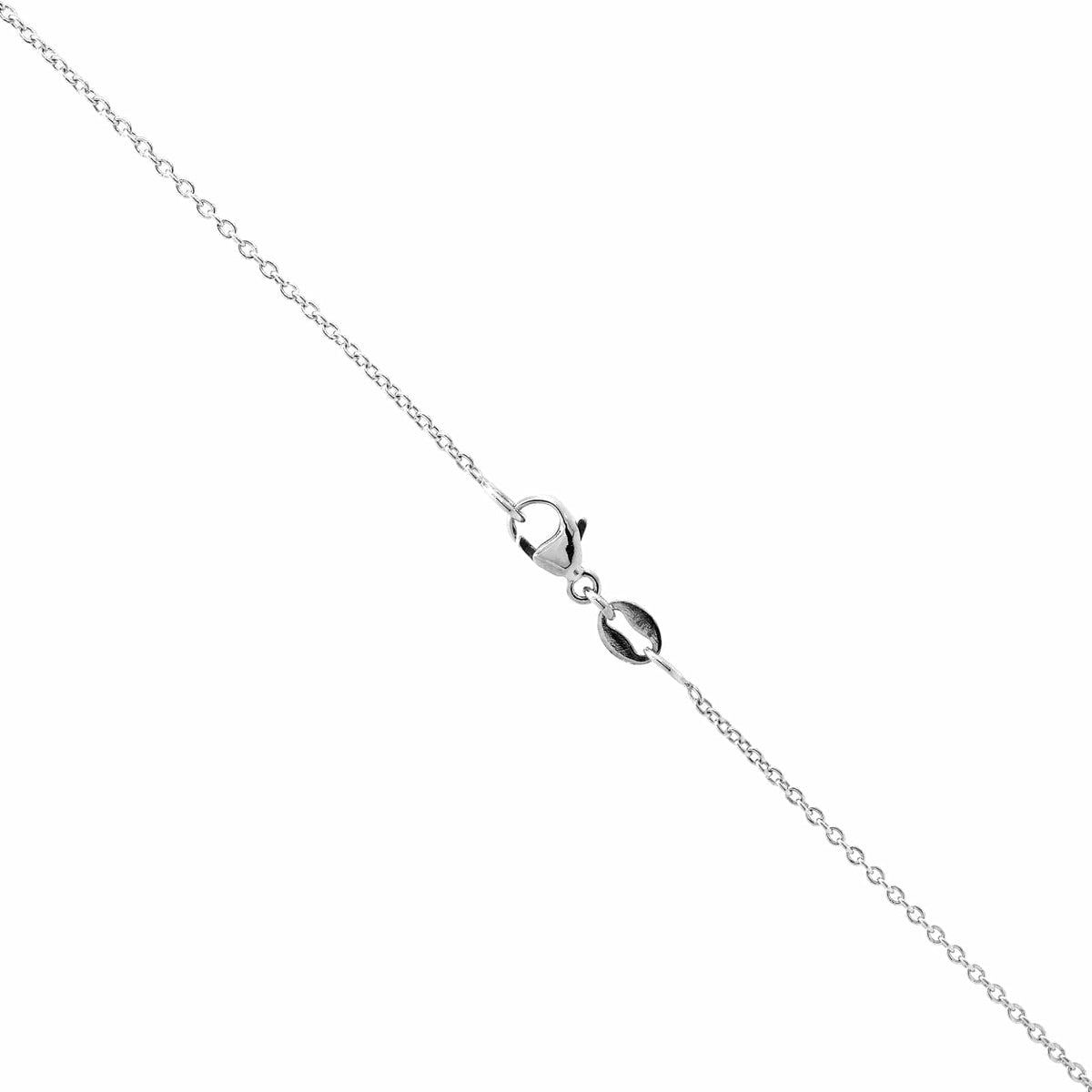 18K White Gold Bezel Set Oval Diamond Pendant Necklace