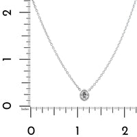 18K White Gold Bezel Set Oval Diamond Pendant Necklace