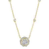 Penny Preville 18K Yellow Gold Round Illusion Diamond Pendant Necklace