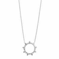 14K White Gold Diamond Circle Pendant Necklace