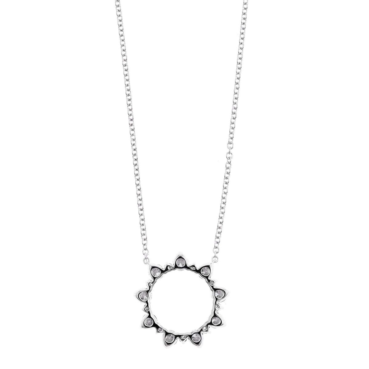 14K White Gold Diamond Circle Pendant Necklace