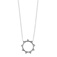 14K White Gold Diamond Circle Pendant Necklace