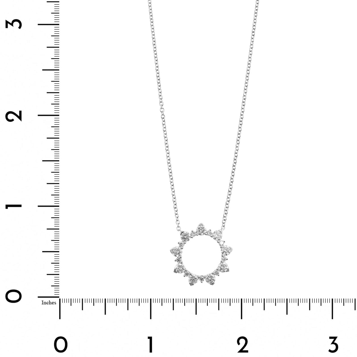 14K White Gold Diamond Circle Pendant Necklace