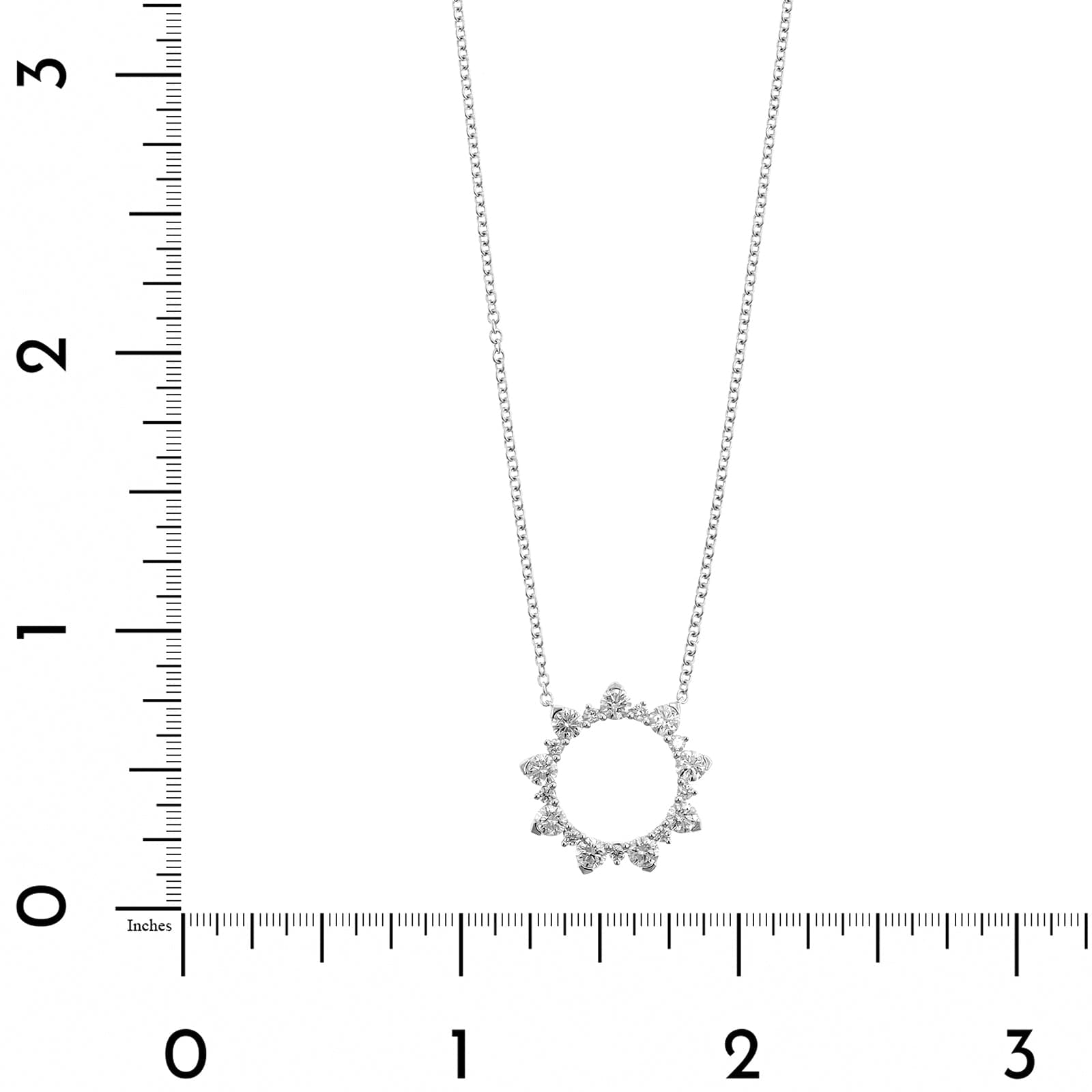 14K White Gold Diamond Circle Pendant Necklace