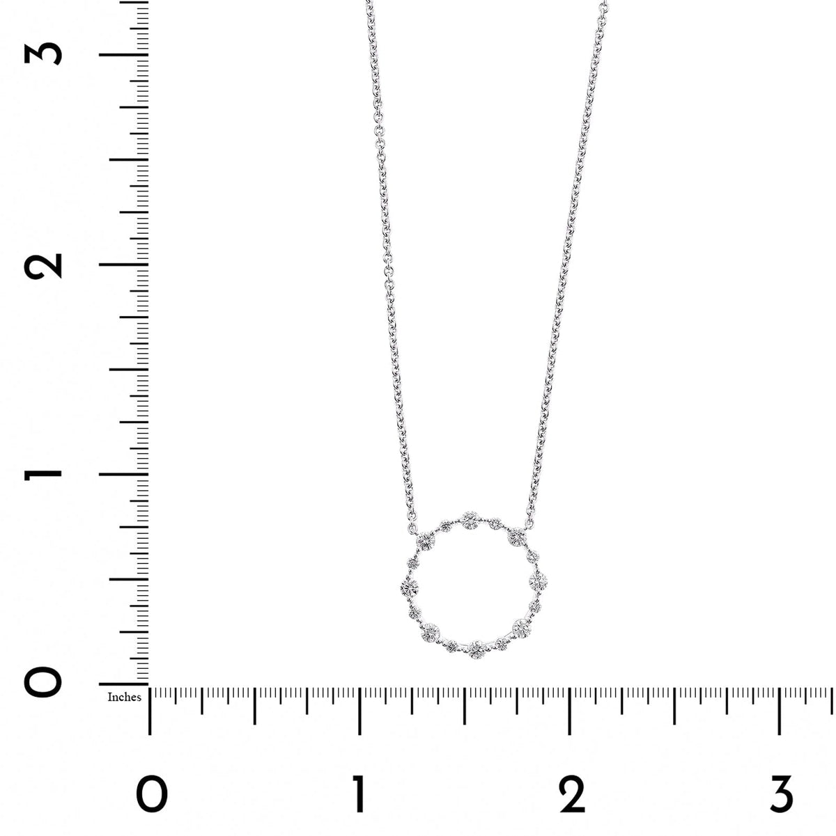 14K White Gold Single Prong Diamond Circle Pendant Necklace