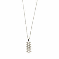 18K White Gold 5 Row Adjustable Diamond Pendant Necklace
