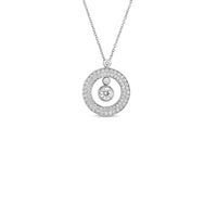 Roberto Coin 18K White Gold Pave Diamond Mini Circle Pendant Necklace