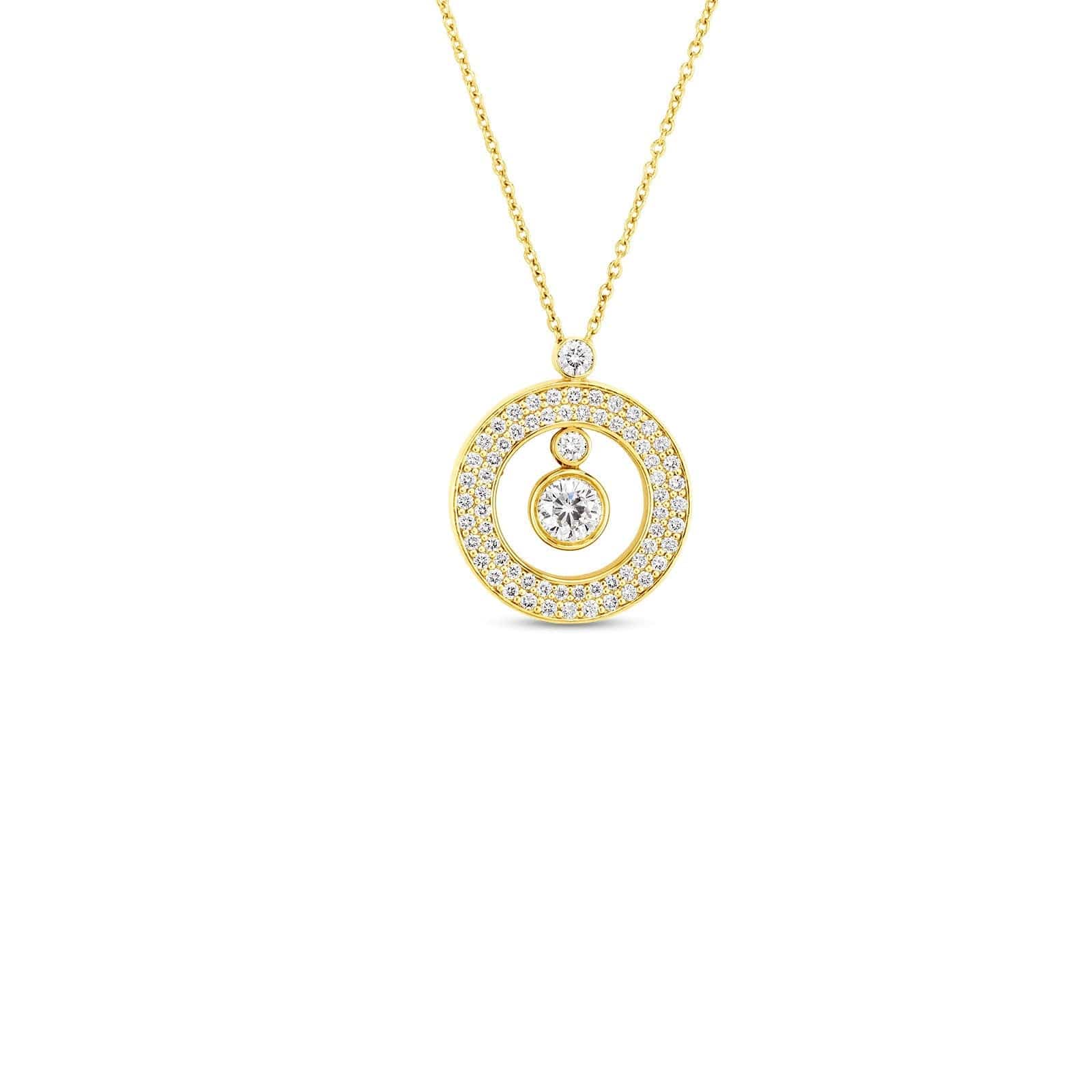 Roberto Coin 18K Yellow Gold Pave Diamond Mini Circle Pendant Necklace