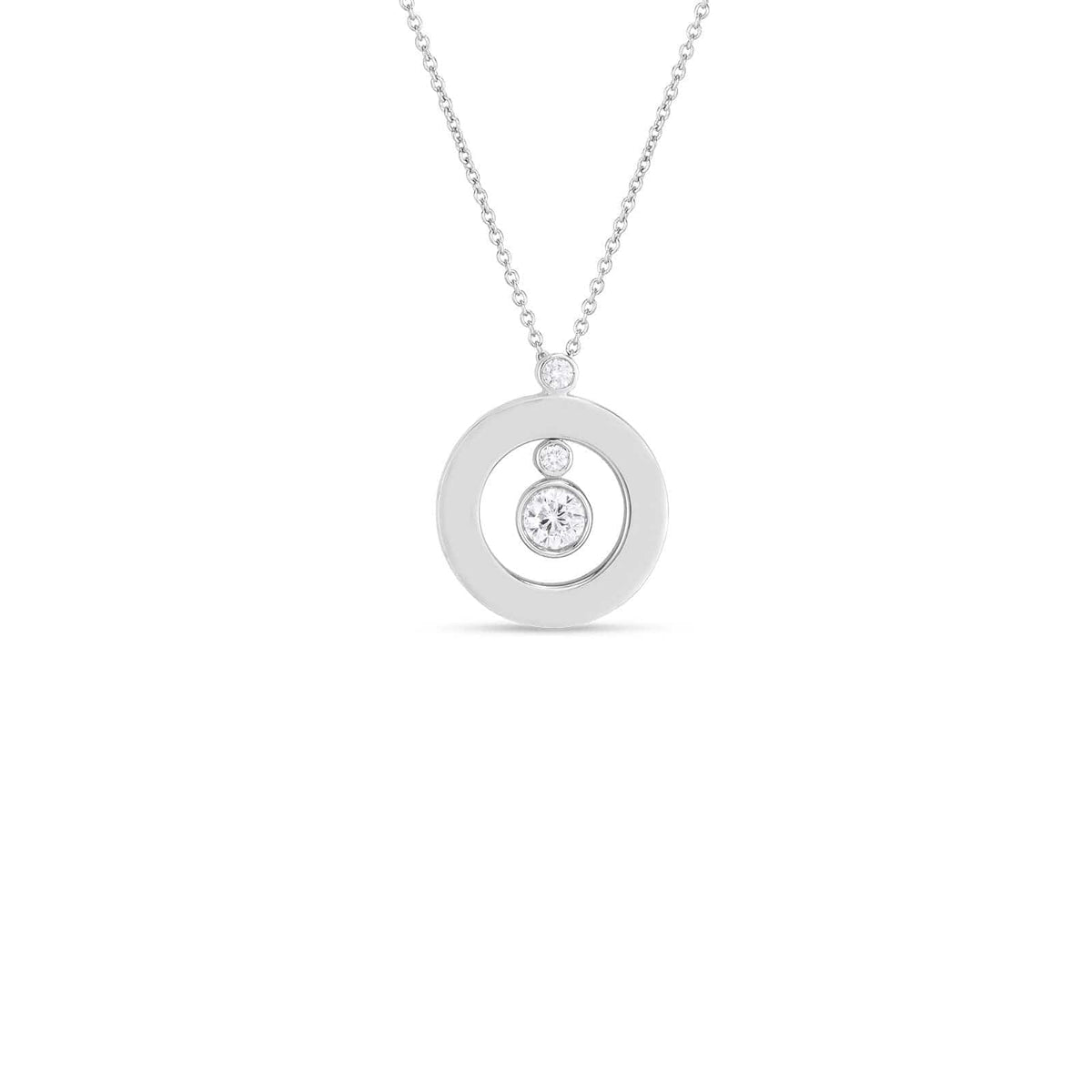 Roberto Coin 18K White Gold Diamond Mini Circle Pendant Necklace