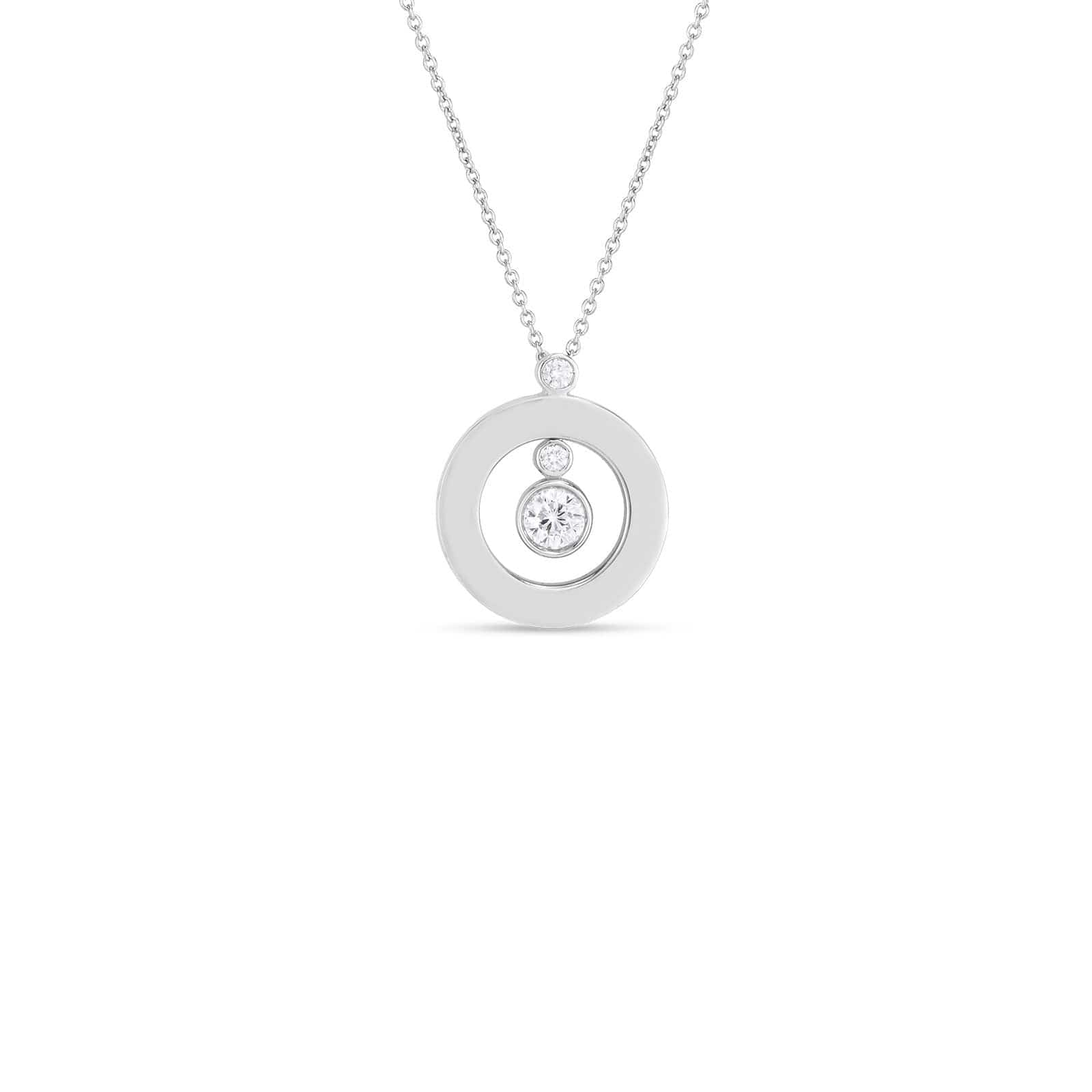 Roberto Coin 18K White Gold Diamond Mini Circle Pendant Necklace