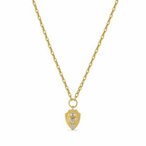 Zoe Chicco 14K Yellow Gold Multi Shaped Diamond Mosaic Small Shield Pendant Necklace