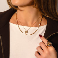 Etho Maria 18K Rose Gold Brown Diamond and White Ceramic Necklace