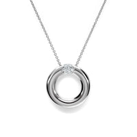 Leo Pizzo 18K White Gold Diamond Circle Pendant Necklace