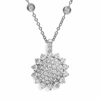Leo Pizzo 18K White Gold Pave Diamond Sunflower Pendant Necklace