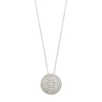 Leo Pizzo 18K White Gold Pave Diamond Disc Pendant Necklace