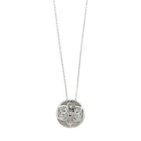 Leo Pizzo 18K White Gold Pave Diamond Disc Pendant Necklace