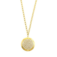 Leo Pizzo 18K Yellow Gold Large Pave Diamond Disc Pendant Necklace