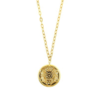Leo Pizzo 18K Yellow Gold Large Pave Diamond Disc Pendant Necklace