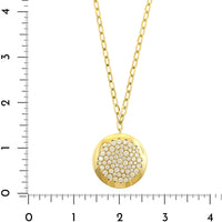 Leo Pizzo 18K Yellow Gold Large Pave Diamond Disc Pendant Necklace