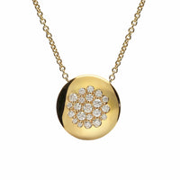 Leo Pizzo 18K Yellow Gold Pave Diamond Medium Disc Pendant Necklace