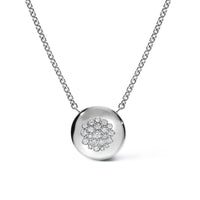 Leo Pizzo 18K White Gold Pave Diamond Small Disc Pendant Necklace