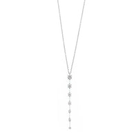 18K White Gold 7 Stone Diamond Pendant Necklace