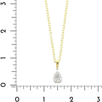 18K Two-Tone Gold Pear Shaped Diamond Pendant Necklace