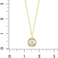 18K Yellow Gold Bezel Set Round Diamond Pendant Necklace