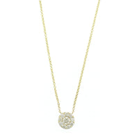14K Yellow Gold Diamond Cluster Pendant Necklace