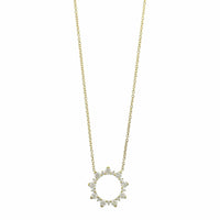 14K Yellow Gold Diamond Circle Pendant Necklace