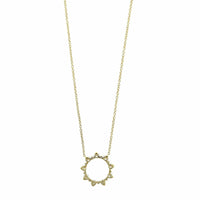 14K Yellow Gold Diamond Circle Pendant Necklace