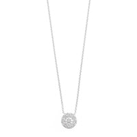 14K White Gold Diamond Cluster Pendant Necklace