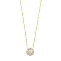 14K Yellow Gold Diamond Cluster Pendant Necklace