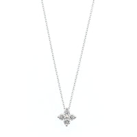 14K White Gold 4 Stone Diamond Cluster Pendant Necklace