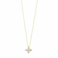 14K Yellow Gold 4 Stone Diamond Cluster Pendant Necklace